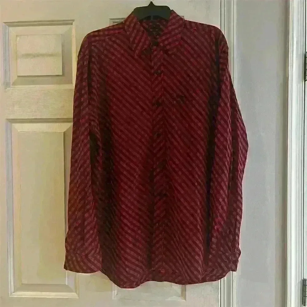 Ecko Unltd. Men's L Red Plaid Long Sleeve Button-Up Shirt Casual